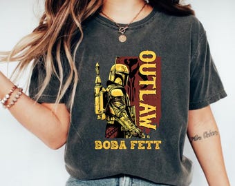 Camiseta de Disney Star Wars El libro de Boba Fett Galactic Outlaw, camiseta Galaxy's Edge, camiseta de personajes de Star Wars, regalo de Disney Star Wars