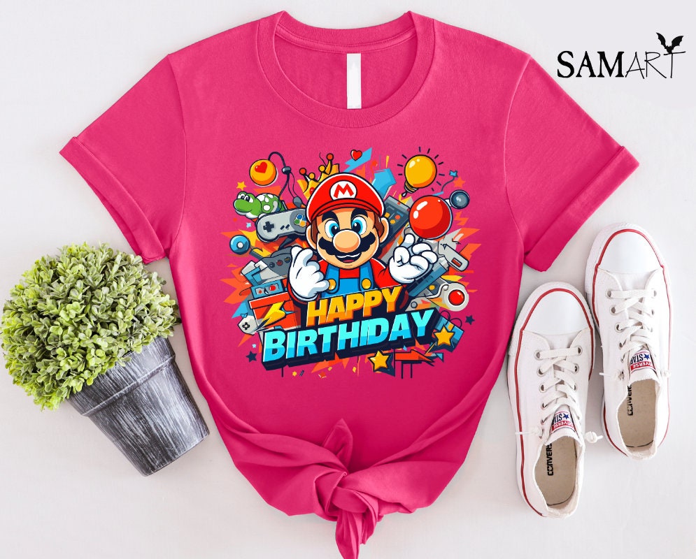 Super Mario Birthday Shirt, Super Mario Family Party Shirt, Happy