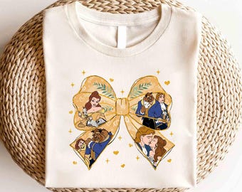 Disney Beauty And The Beast Shirt, Disney Belle Princess Mirror Coquette Bow Shirt, Disney Girl Trip Shirt, Disney Tale as Old as Time Shirt
