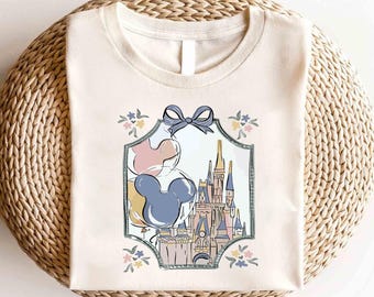 Camisa con lazo de coqueta del Castillo de Disney, Camisa con lazo del Castillo de Disney, Camisa del Reino Mágico de Disney, Camisa de viaje de chicas de Disney, Camisa de vacaciones de Disney