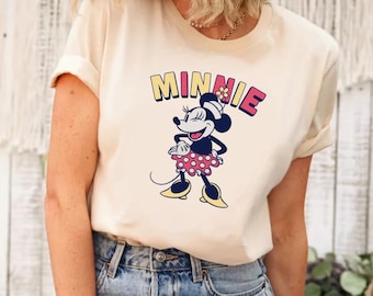 Camiseta retro de Minnie Mouse de Disney, camiseta de Minnie de Disneyland, camiseta vintage de Minnie, camiseta clásica de Minnie, camiseta a cuadros de Mickey y sus amigos de Disney