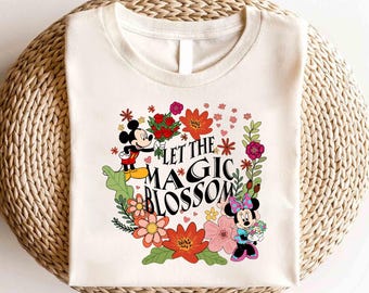 Disney Mickey and Minnie Floral Shirt, Disney Flower and Garden Festival Shirt, Disney Couple Shirt,Disney Flower Shirt, Magic Kingdom Shirt