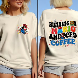 Disney Two-Sided Super Mario Running on Mario Shirt, Super Mario Family Shirt, Super Mario Character Shirt, Super Mario Birthday Party Shirt