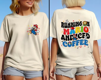 Disney Two-Sided Super Mario Running on Mario Shirt, Super Mario Family Shirt, Super Mario Character Shirt, Super Mario Birthday Party Shirt