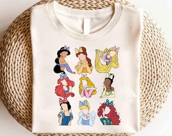 Disney Princess Characters Shirt,Disney Princess Shirt,Princess Gift,Disney Girls Trip Shirt,Floral Disney Princess Group Shirt,Birthday Tee
