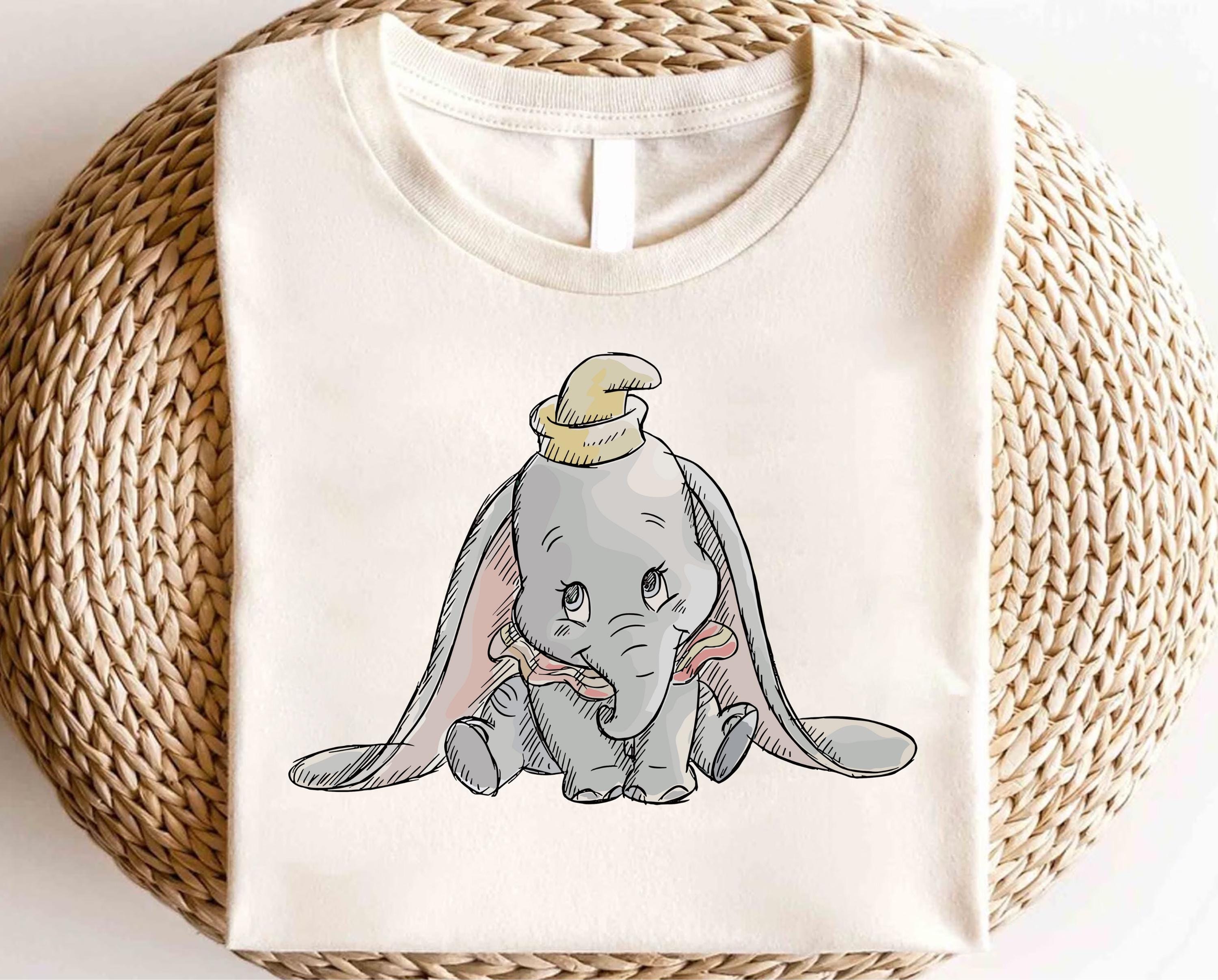 ディズニー ダンボ 水彩画 シャツ、ディズニー ダンボ シャツ、空飛ぶ
