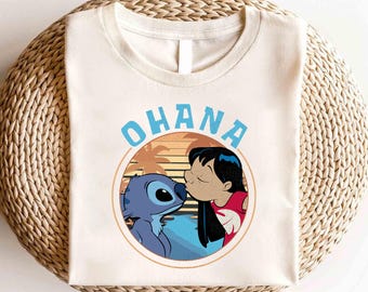 Camiseta de Disney Lilo y Stitch: Amigos, Camiseta de Disney Stitch, Camiseta de Ohana de Stitch, Camiseta de Ohana significa familia, Camiseta del Reino Mágico, Camiseta de Hawái