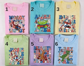 4 juli Toy Story-shirt, bijpassend Amerikaans Disney-shirt, Toy Story America-shirt, Toy Story-shirt, Amerikaans Disney-shirt, 4 juli-shirt