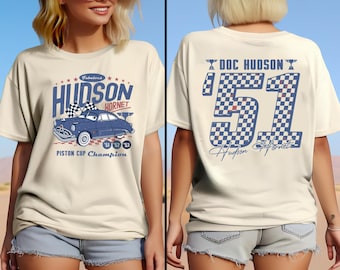 Camiseta del Fabuloso Hudson Hornet de Disney Cars, camiseta del Doc Hudson de Disney, camiseta de la Leyenda de la Copa Pistón, camiseta de Disney Cars, camiseta de Rayo McQueen de Disney