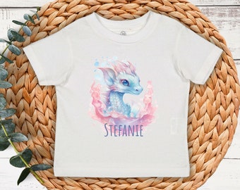 Personalized Baby Dragon TShirt Gift for Girl Birthday Shirt Toddler Custom Name Shirt Baby Shower Gift for New Baby Pink Dragon Custom Tee