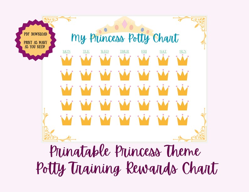 Printable Potty Training Chart Princess Tiara Fairytale Sticker Game ...