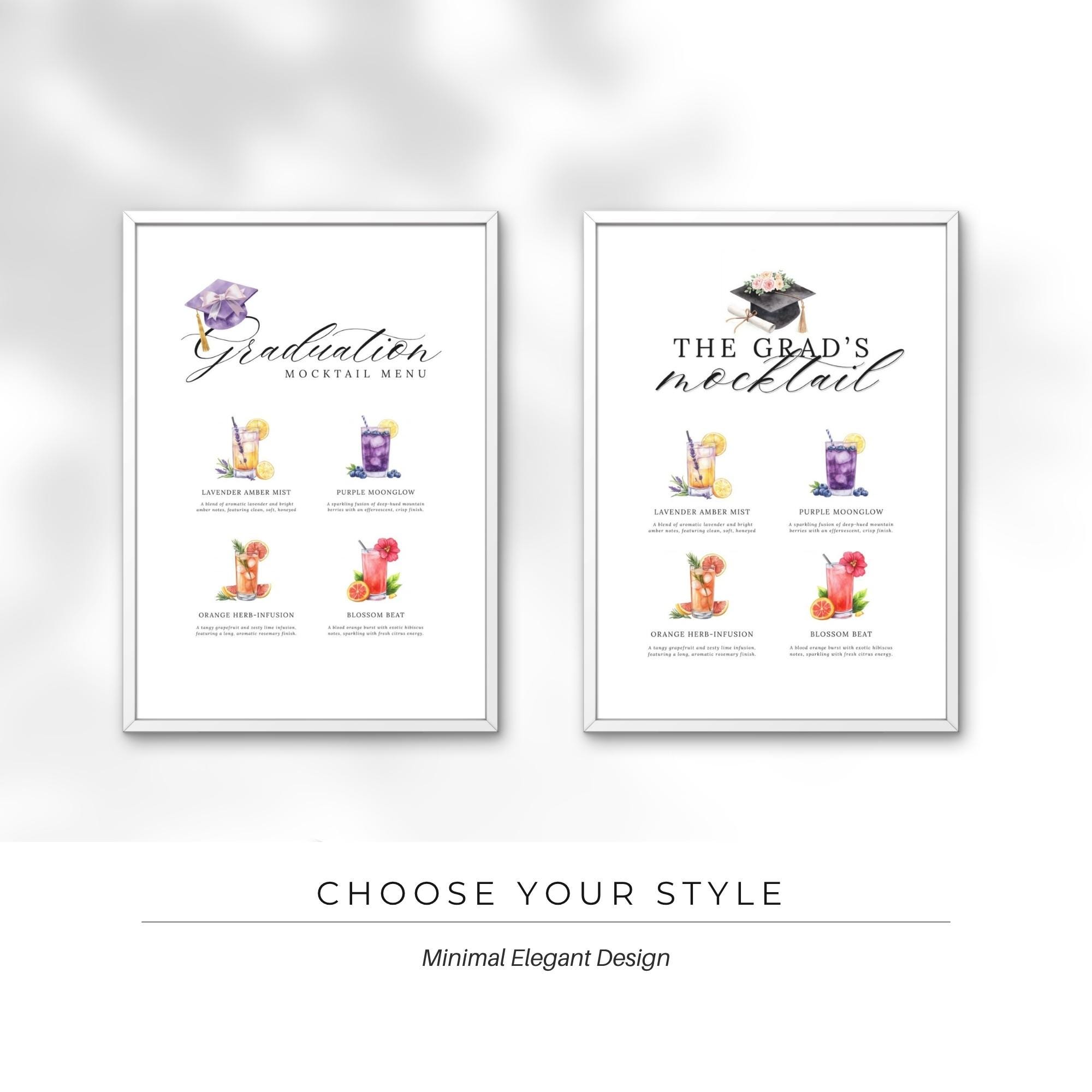 Graduation Mocktail Menu Template, Graduation Drink Sign, Editable ...