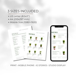 Matcha Menu Pricelist Template | Minimalist Cafe, Home Business | Printable & Digital Menu Design | Canva Editable image 7