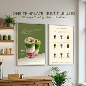 Pink Matcha Menu Templates | Canva Cafe Price List (Digital Download) image 4