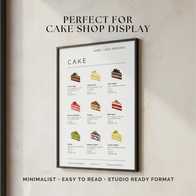 Cake Price List Template | Printable Menu | Canva Editable - Etsy