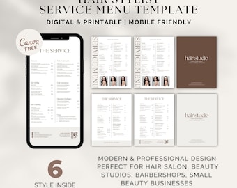 Hair Salon Price List Template | Editable Service Menu (Canva)