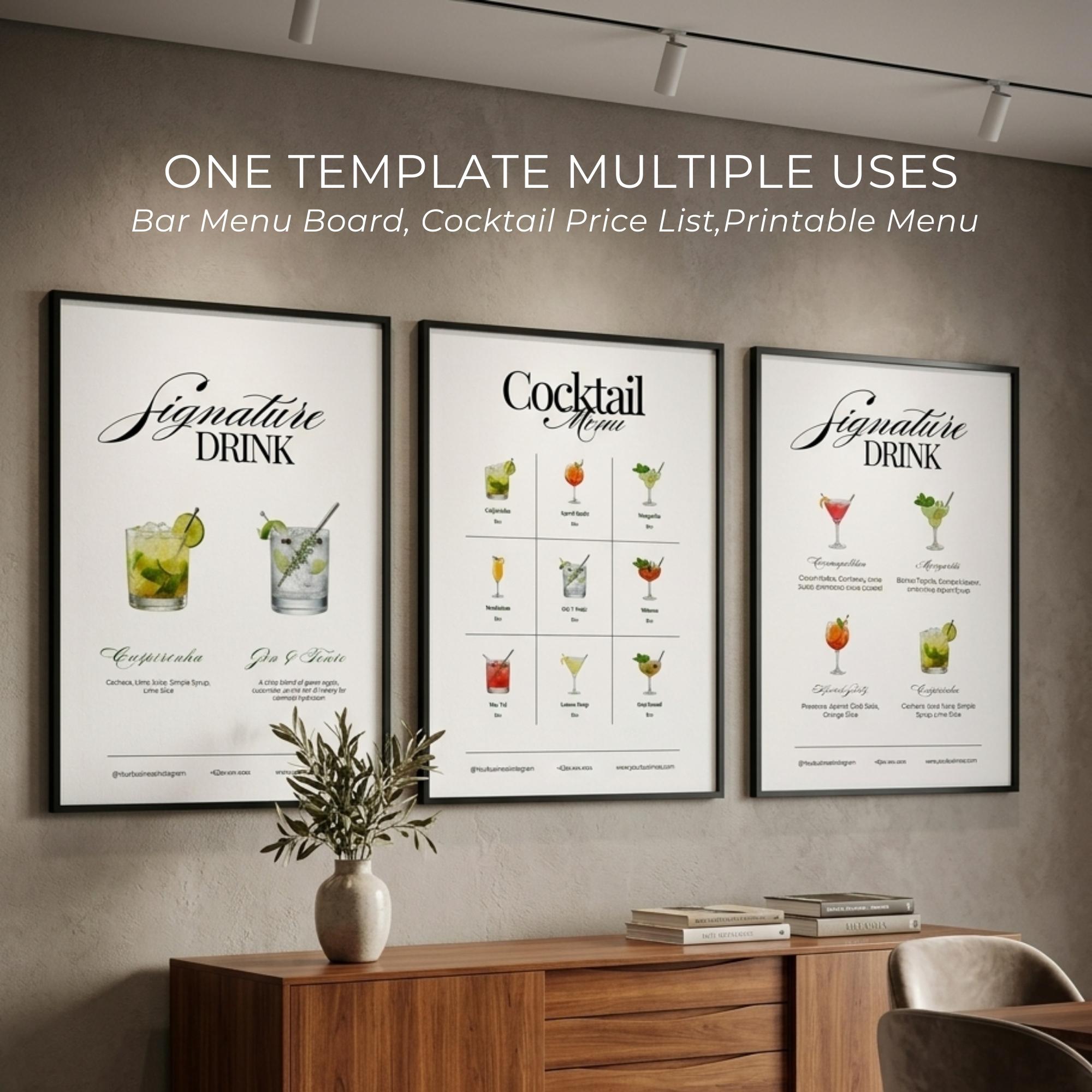 Editable Cocktail Drink Menu Template for Canva (digital Download) - Etsy