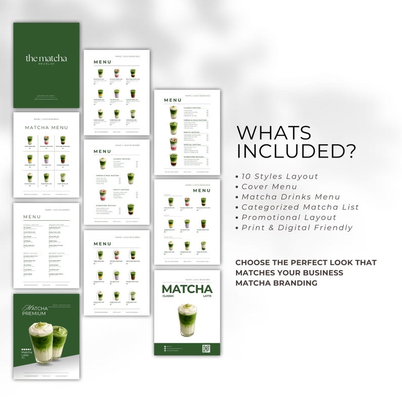 Matcha Menu Pricelist Template | Minimalist Cafe, Home Business | Printable & Digital Menu Design | Canva Editable image 3