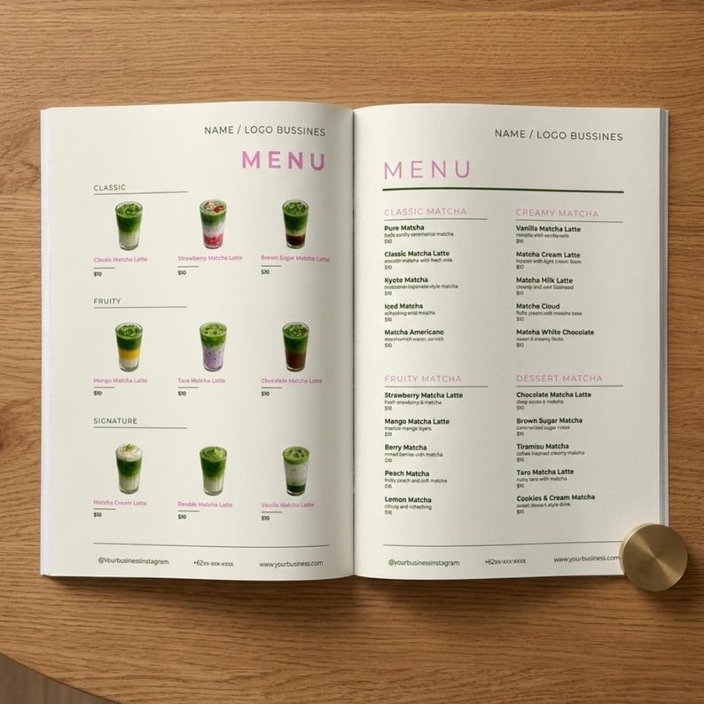 Pink Matcha Menu Templates | Canva Cafe Price List (Digital Download) image 11