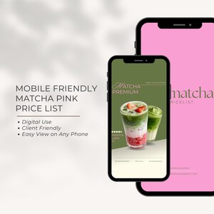 Pink Matcha Menu Templates | Canva Cafe Price List (Digital Download) image 7