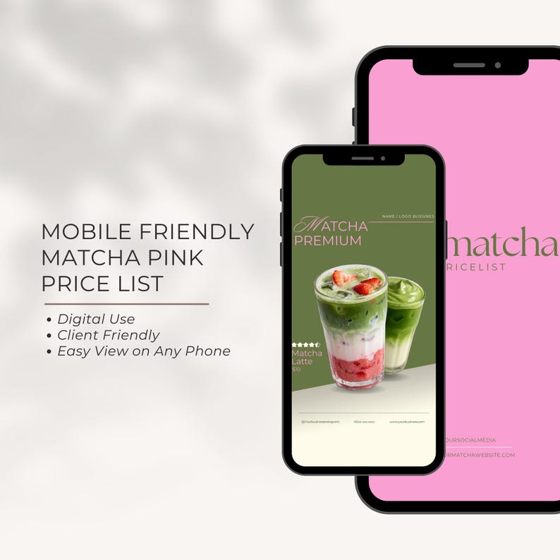 Pink Matcha Menu Templates | Canva Cafe Price List (Digital Download) image 7