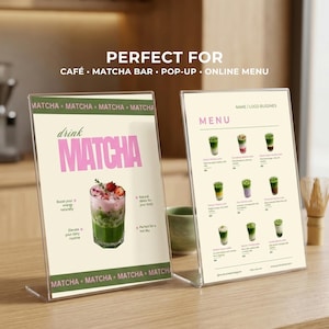 Pink Matcha Menu Templates | Canva Cafe Price List (Digital Download) image 2