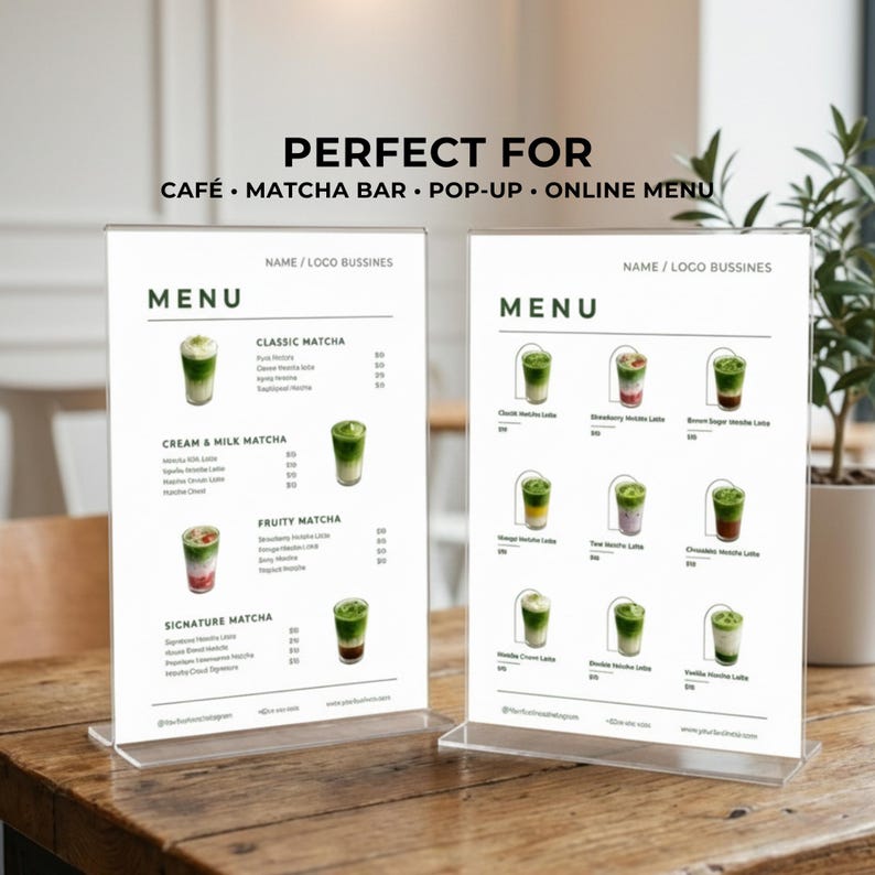 Matcha Menu Pricelist Template | Minimalist Cafe, Home Business | Printable & Digital Menu Design | Canva Editable image 2