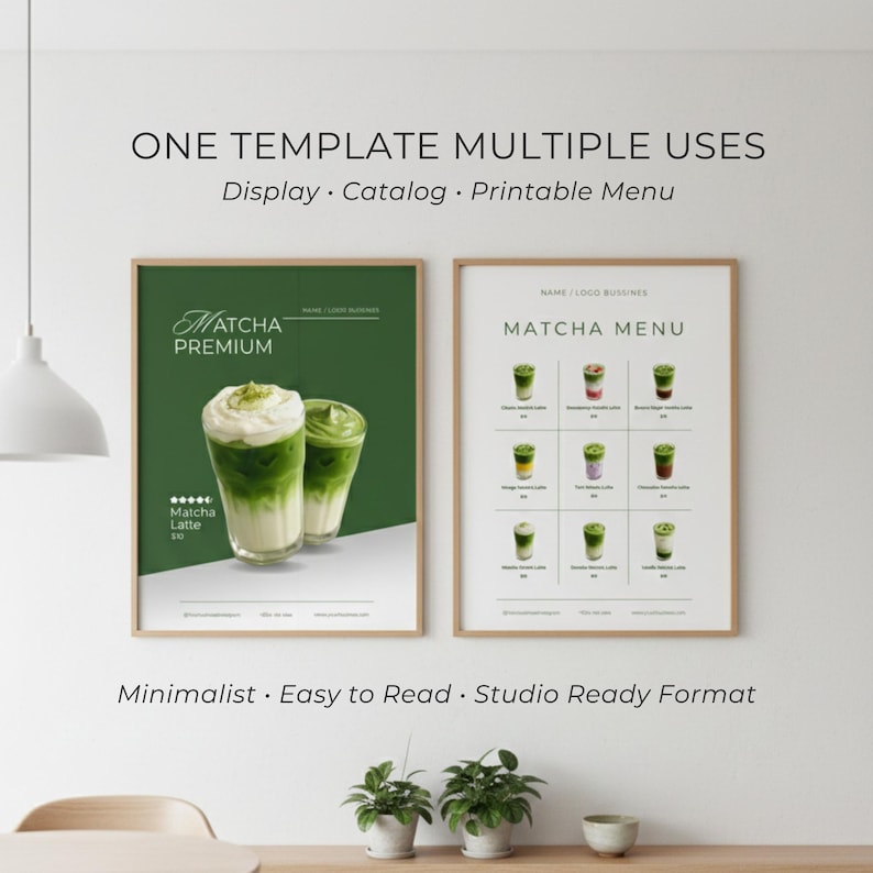 Matcha Menu Pricelist Template | Minimalist Cafe, Home Business | Printable & Digital Menu Design | Canva Editable image 4