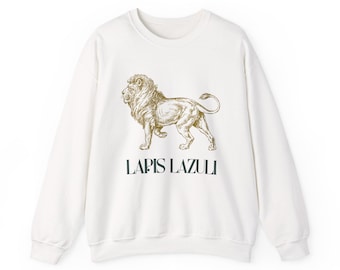Emma M Lion Gift Crewneck Sweatshirt, Book Lover Gift, Lapis Lazuli Merch, Gold Lion, Unisex, the unselected journals of Emma M Lion