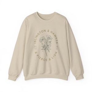 Emma M Lion Crewneck Gift, Islington and Hawkes and Pierce and Lion Sweatshirt, Book Lover Merch, Unselected Journals, Cozy Jumper for Woman