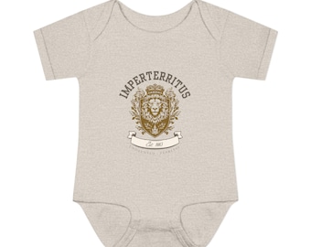 Imperterritus Lion Crest Infant Bodysuit | Vintage Heraldry Onesie, Unselected Journals