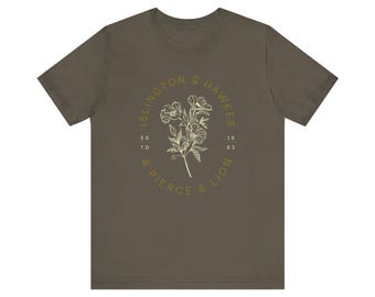 Emma M Lion Gift T-shirt, Unselected Journals Fan Tee, Beth Brower Novels, Book Lovers of Regency Era Novels, Islington Hawkes Pierce flower