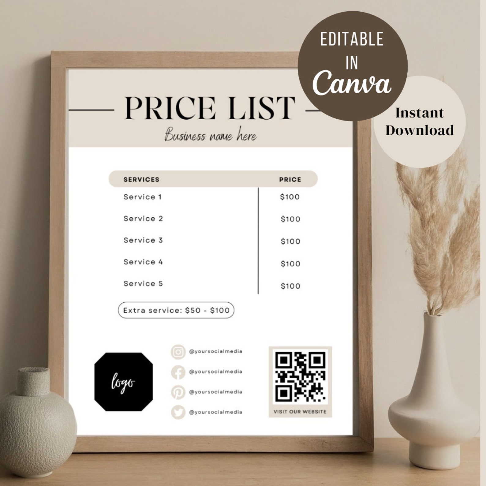 Price List Editable Template DIY Flyer Template Design Price Sheet Price List Editable Template DIY Flyer Template Design Price Sheet