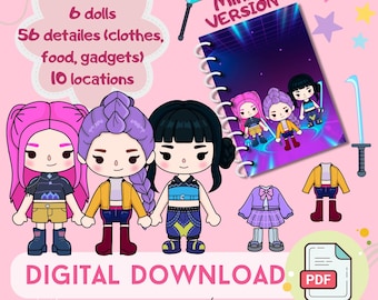 Casa de muñecas de papel imprimible Toca Boca - Libro de actividades para niños / Regalos de Pascua / Juguetes Montessori / Descarga digital