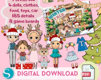 DIY  Printable Paper Dollhouse Template - Printable Paper Set for Kids,  Digital product