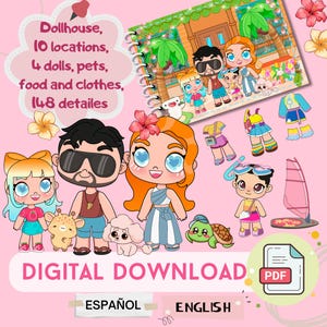 Paper doll Toca Boca | Printable Paper Dollhouse | Kids Busy Book | Digital download | craft kit