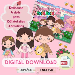 Toca Boca Digital / Toca Paper doll / Casa delle bambole di carta stampabile / Kids Busy Book / Giocattoli Montessori / Download digitale / Kit di bricolage