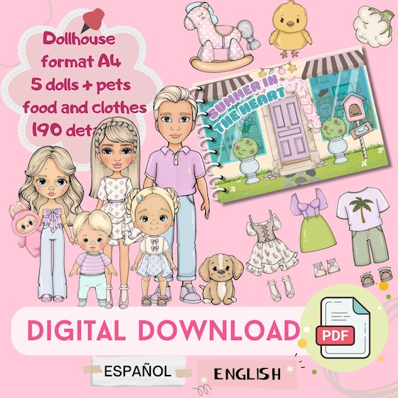 Printable Paper Dollhouse | Paper Dolls & Clothes (digital