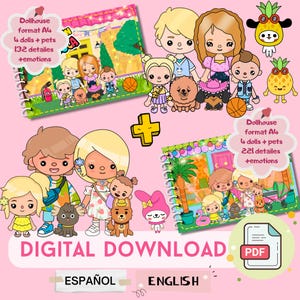 Toca Boca Paper doll |Printable Paper Dollhouse | Digital download | craft kit