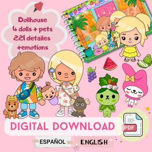 Toca Boca Paper doll |Printable Paper Dollhouse | Digital download | craft kit