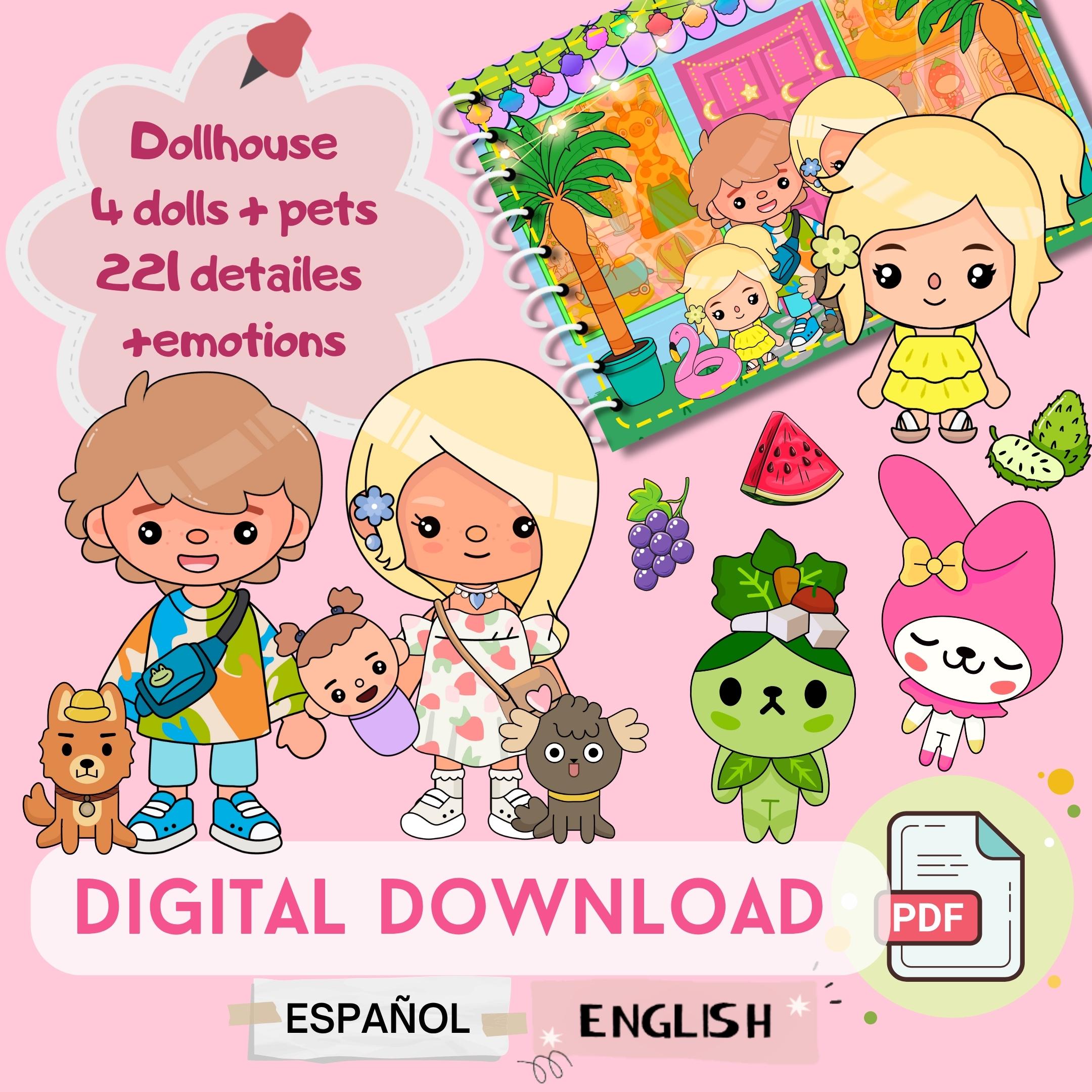Toca Boca Paper doll |Printable Paper Dollhouse | Digital download | craft kit