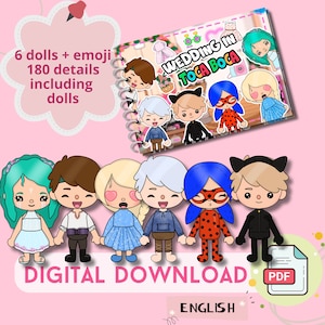 Toca Boca Paper doll, Toca boca quiet book, Printable Paper Dollhouse, Digital download