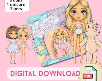 Paper dolls , Printable dollhouse, busy book activity, digital