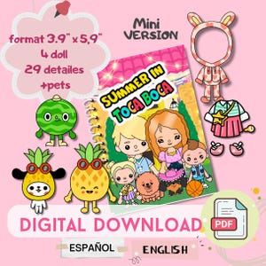 Ausdruckbares Papier Puppenhaus Toca Boca Sommer - Kids Busy Book | Montessori Spielzeug | Digitaler Download