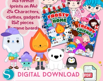 Christmas Printable Paper Dollhouse – Cozy Tosa-Style Kids Activity Book | Montessori Toy | Instant Digital Download