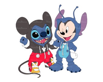 Mickey y Stitch Svg y Png, Stitch y Mickey Camisa Svg y Png, Personajes divertidos Png, Friend Squad Svg y Png, Stitch Png, Archivo Digital
