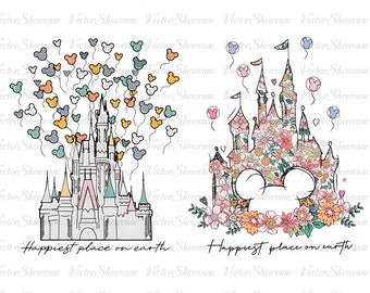 Bundle PNG L'endroit le plus heureux sur terre, Château magique Png floral, Royaume magique Png, vacances en famille Png, famille chemise Png, Royaume vintage Png