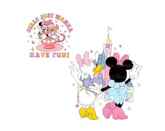 Minnie and Daisy Summer Png, Girls Just Wanna Have Fun PNG, Mouse Besties Png, Magical Kingdom Png, Magic Castle Png, Girls Trip Png
