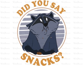 Retro Meeko Raccoon Did You Say Snacks Png, Pocahontas Svg, Layered SVG, Stanley, Cute, Princess, Snack svg, PNG Digital Download File
