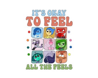 Inside Out It's Okay To Feel All The Feels Shirt, Inside Out 2 PNG, Inside Out 2 Anger, Inclusion Shirt, Poster, Instant Download